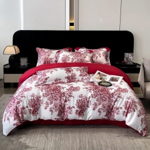 Digital printing light luxury fine twill silk drape four-piece suit