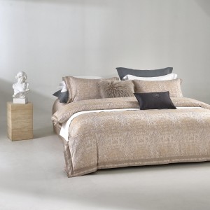 Yarn-dyed large jacquard pure cotton gold high-end four-piece set