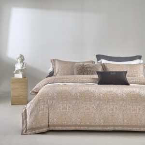Yarn-dyed large jacquard pure cotton gold high-end four-piece set
