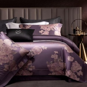High-count pure cotton yarn-dyed jacquard four-piece set