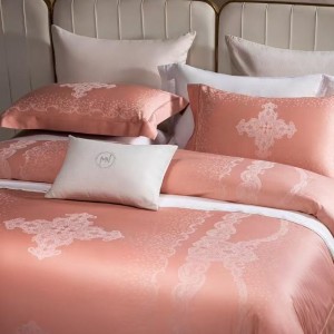 High-count pure cotton yarn-dyed jacquard four-piece set