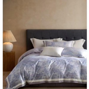 High-count pure cotton yarn-dyed jacquard four-piece set