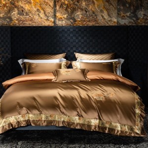Silk cotton high-precision satin fabric embroidered four-piece set