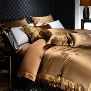 Silk cotton high-precision satin fabric embroidered four-piece set