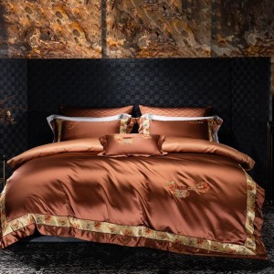 Silk cotton high-precision satin fabric embroidered four-piece set