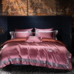 Silk cotton high-precision satin fabric embroidered four-piece set