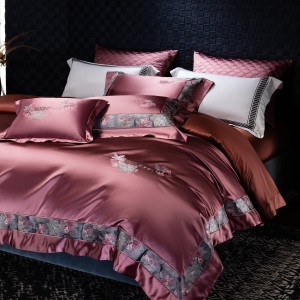 Silk cotton high-precision satin fabric embroidered four-piece set