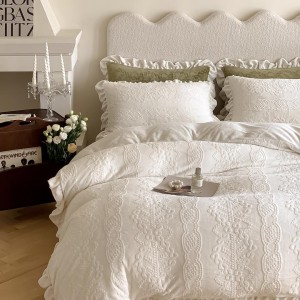 Exquisite Lace Milk Velvet Three-Dimensional Carved Four-Piece Set