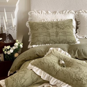 Exquisite Lace Milk Velvet Three-Dimensional Carved Four-Piece Set