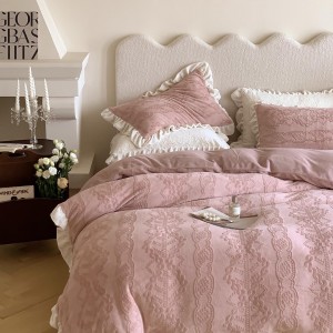 Exquisite Lace Milk Velvet Three-Dimensional Carved Four-Piece Set