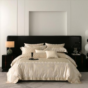 Yarn-dyed jacquard quilted embroidered water-soluble lace four-piece set