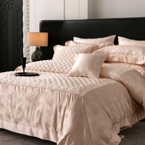 Yarn-dyed jacquard quilted embroidered water-soluble lace four-piece set